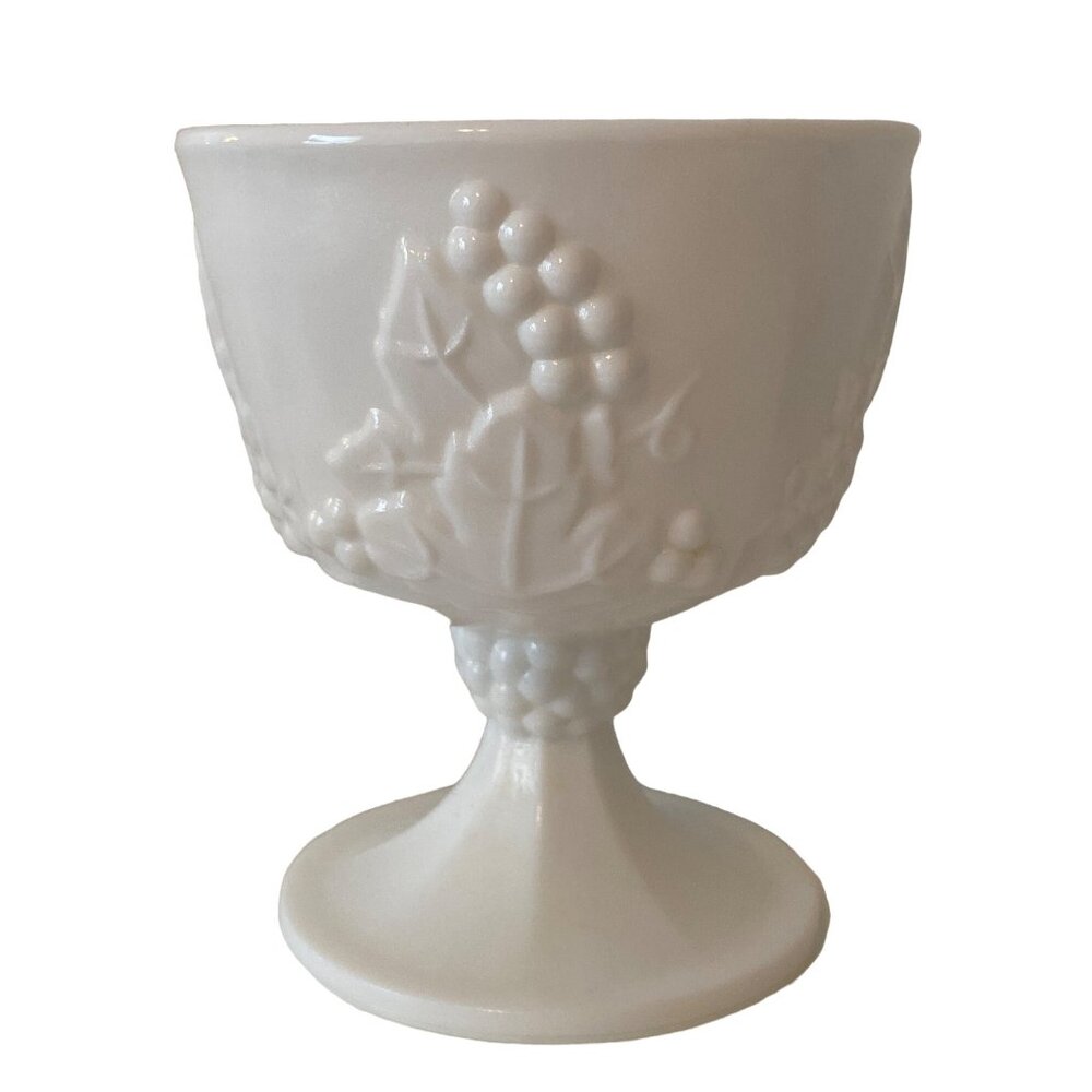 Milk Glass  Dessert Cup Grapes Leaves Replacement Vintage